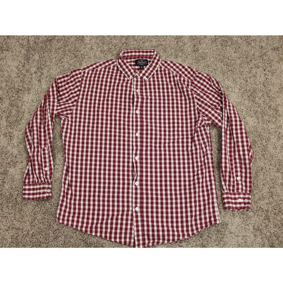 Nat Nast Button Up Shirt Mens XL Red White Check Cotton Casual - Picture 1 of 6